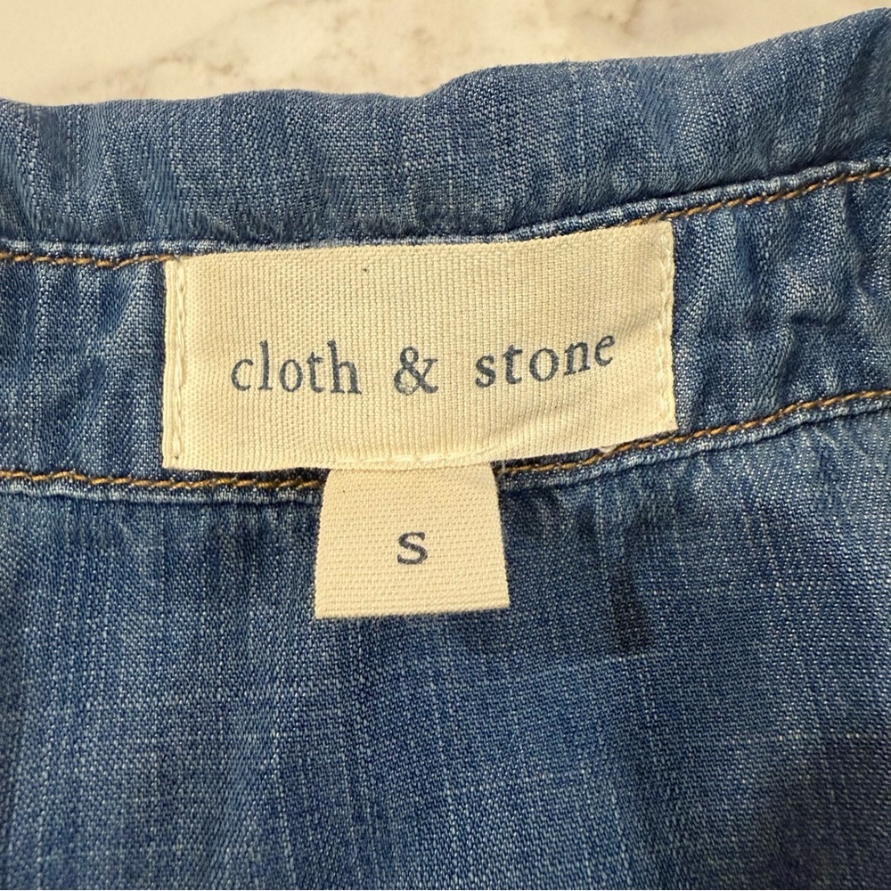 Cloth & Stone x Anthropologie Chambray Button Up Popover Top Women’s Small Blue - Picture 4 of 6